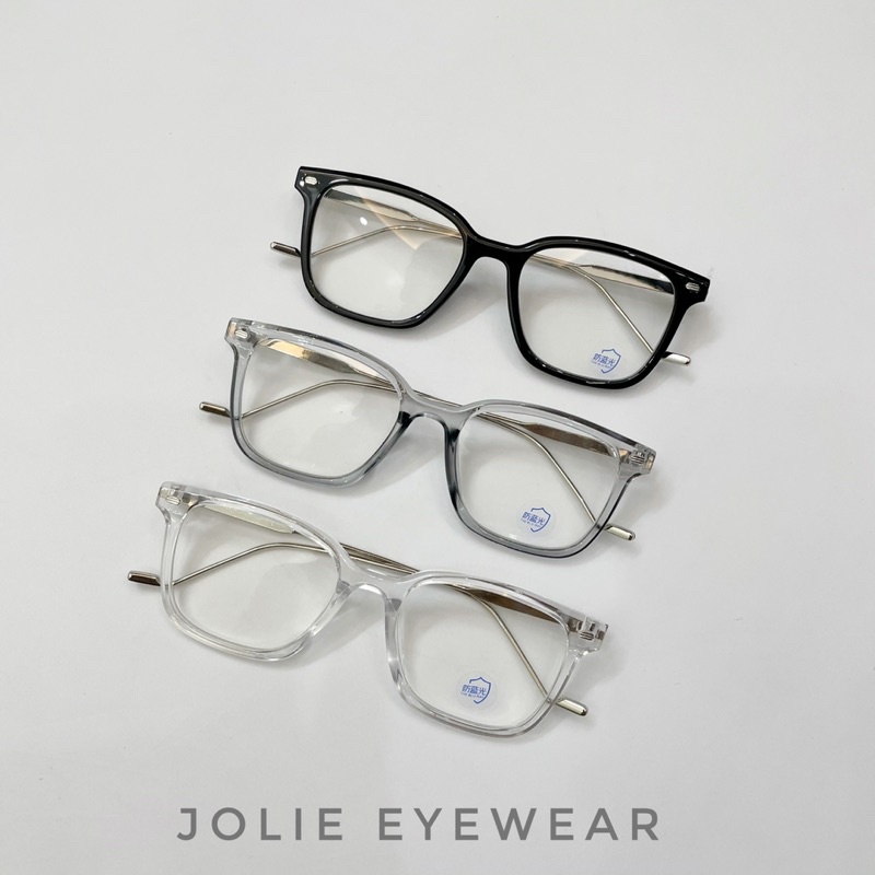 Kính giả cận, gọng cận vuông hợp kim 316 chống ánh sáng xanh, UV400 cao cấp Jolie eyewear