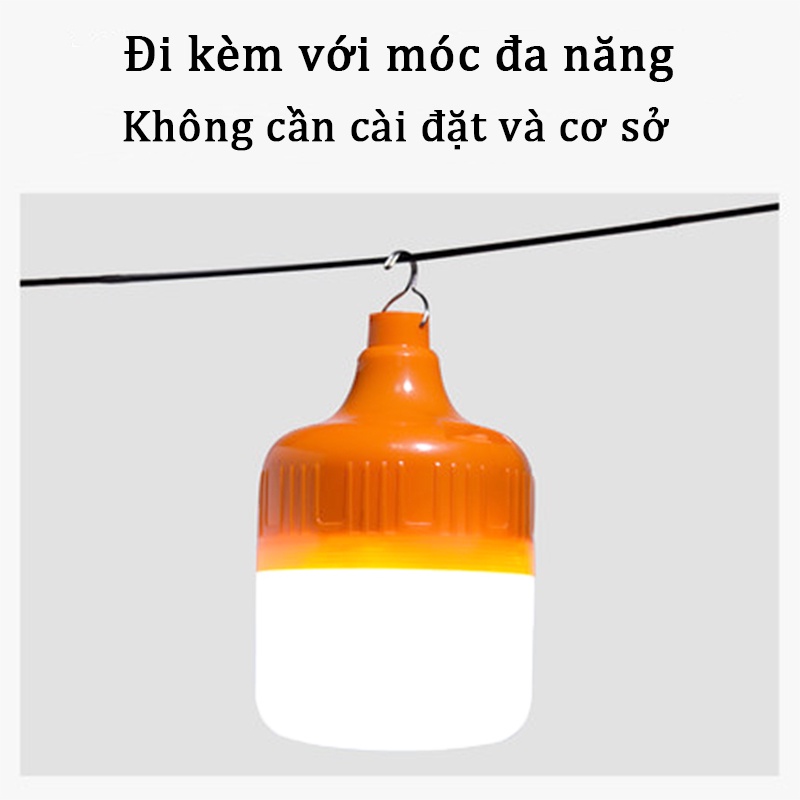 Bóng đèn led sạc pin tích điện 60W, 80W, 120W nạp bằng cáp usb dùng được 6 đến 8 giờ, 3 chế độ sáng