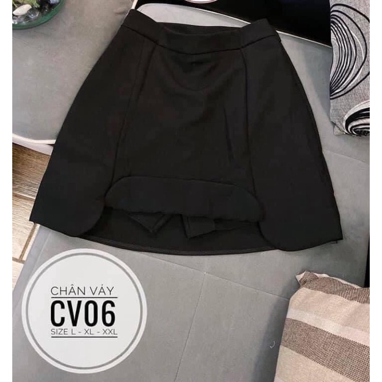 Chân váy nữ BIGSIZE chân váy vạt tròn đen nâu chất Carolang