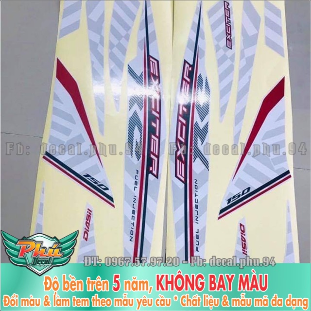 Tem rời cover Exciter 150 Rc Trắng -1