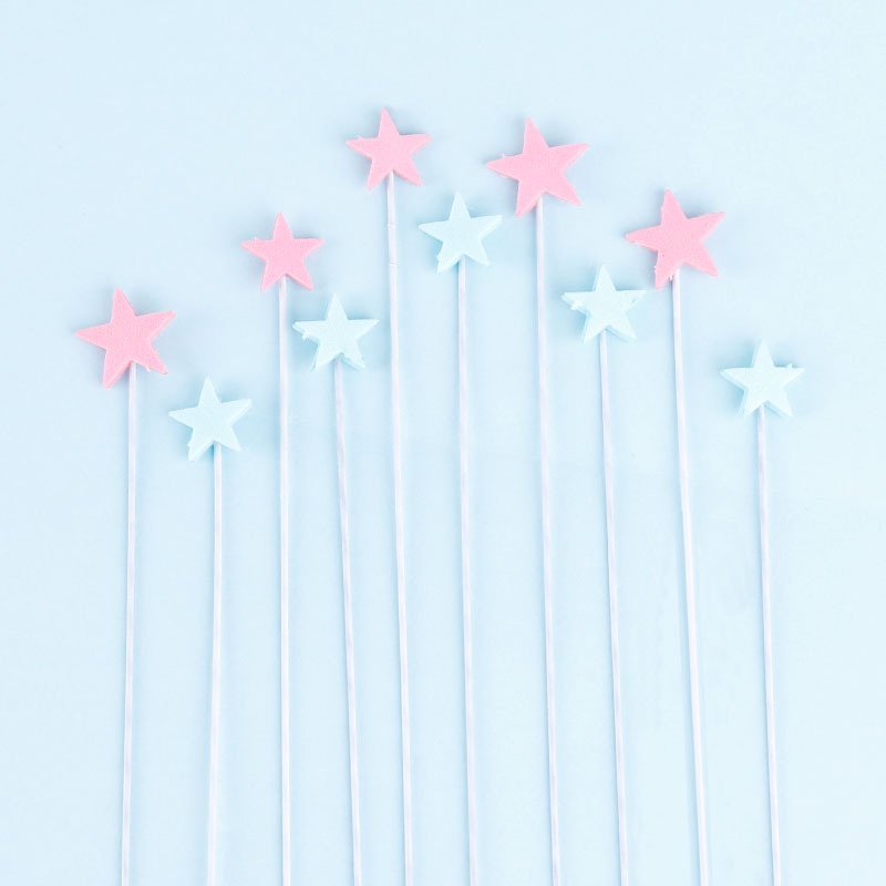 Set 10 Que Trang Trí Bánh Kem Hình Ngôi Sao 3D Hoạt Hình Dễ Thương