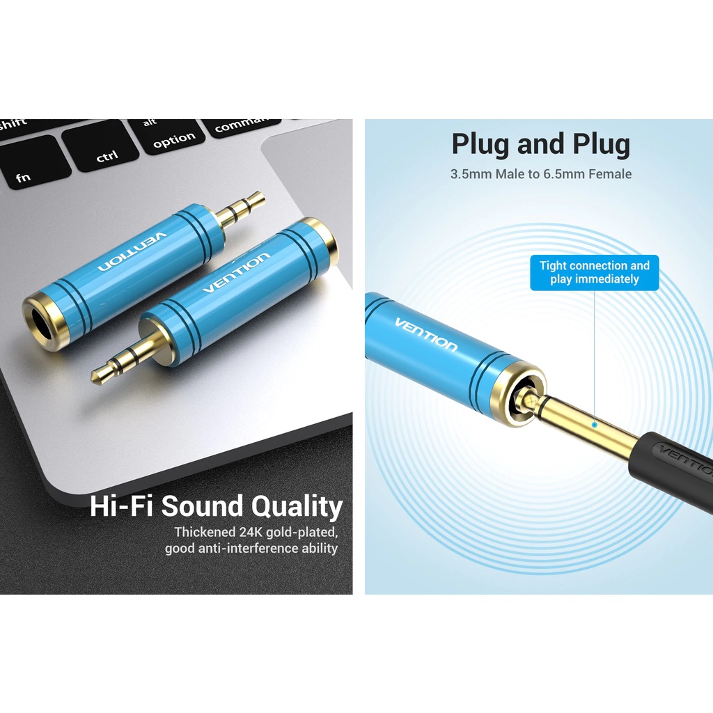 Đầu chuyển audio 3.5mm Male ra 6.5mm Female Vention VABS04