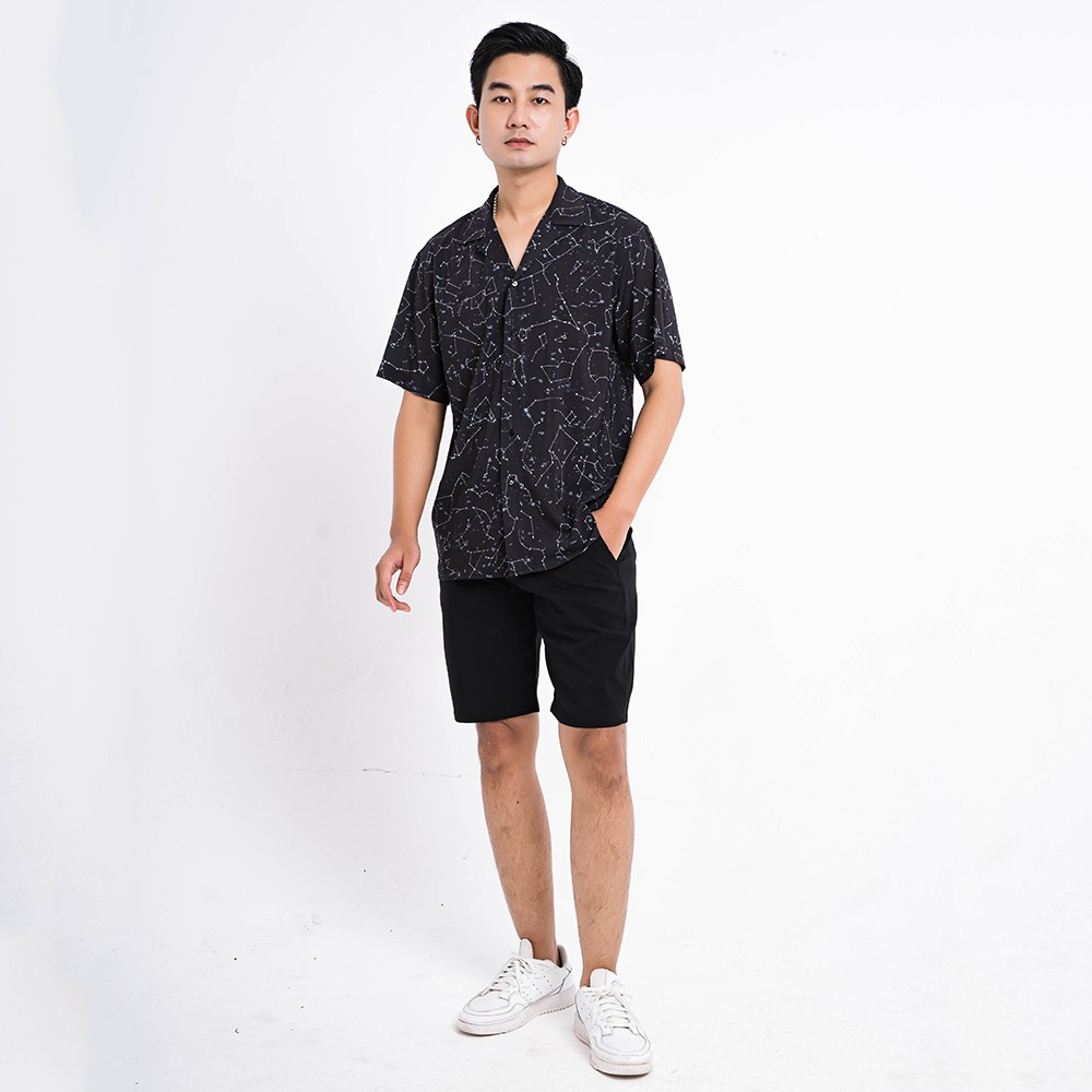 Xả Áo sơ mi nam họa tiết CHÒM SAO, chất liệu vải lanh lụa thoáng mát, không nhăn, phom Regular -  ADORIS SM066