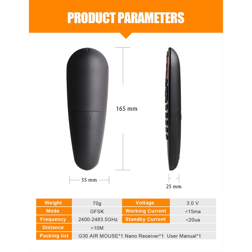 Remote chuột bay Air Mouse Voice Control G30S