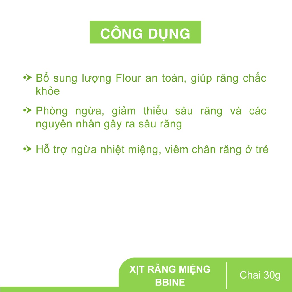 Xịt răng miệng trẻ em BBNIE 30g giúp răng chắc khỏe chính hãng