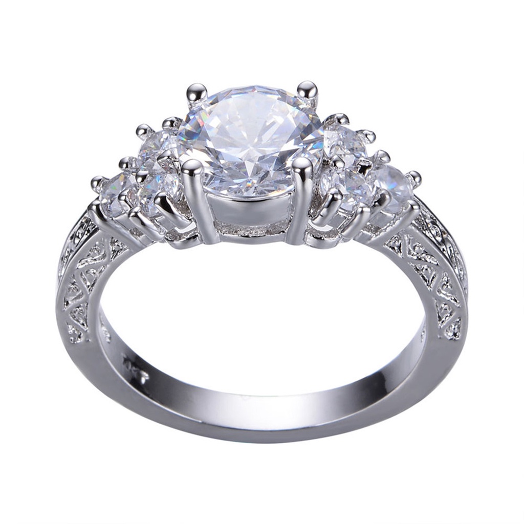 Nhẫn Cưới Đính Đá Sapphire Trắng Sang Trọng Cho Nữ