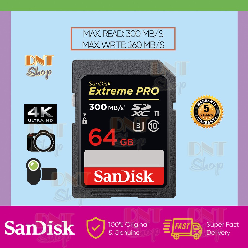 Thẻ nhớ SDXC SanDisk Extreme PRO UHS-II U3 2000x 64GB 300MB/s (SDSDXPK-064G-ANCIN)