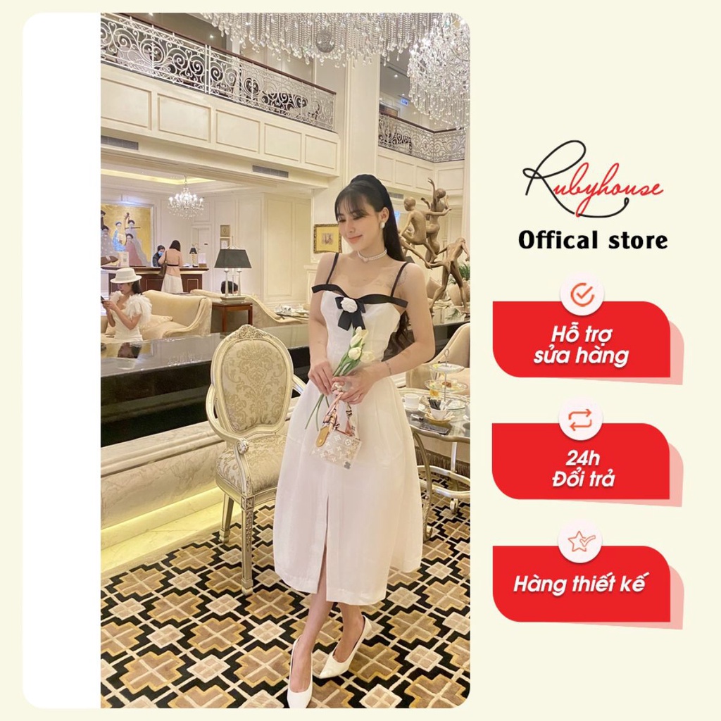 Váy 2 dấy RubyHouse đính kèm hoa - 3128