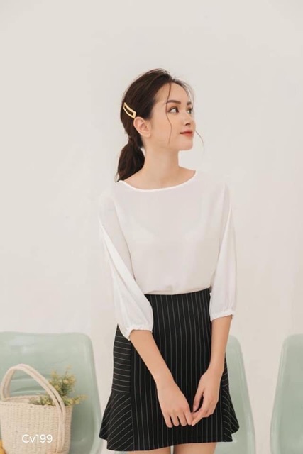 Chân váy đuôi cá phối kẻ lạ mắt
