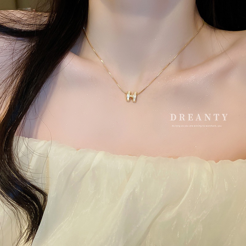 Dây Chuyền Mạ Vàng Mặt Chữ H Đính Đá Zircon Phong Cách Hàn Quốc Thời Trang Cho Nữ
