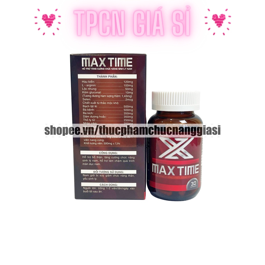 Viên uống hảu biển MAXTIME hỗ trợ trăng cường sinh lý, giảm xuất tính sớm, kéo dài thời gian quan hệ - Hộp 30 viên