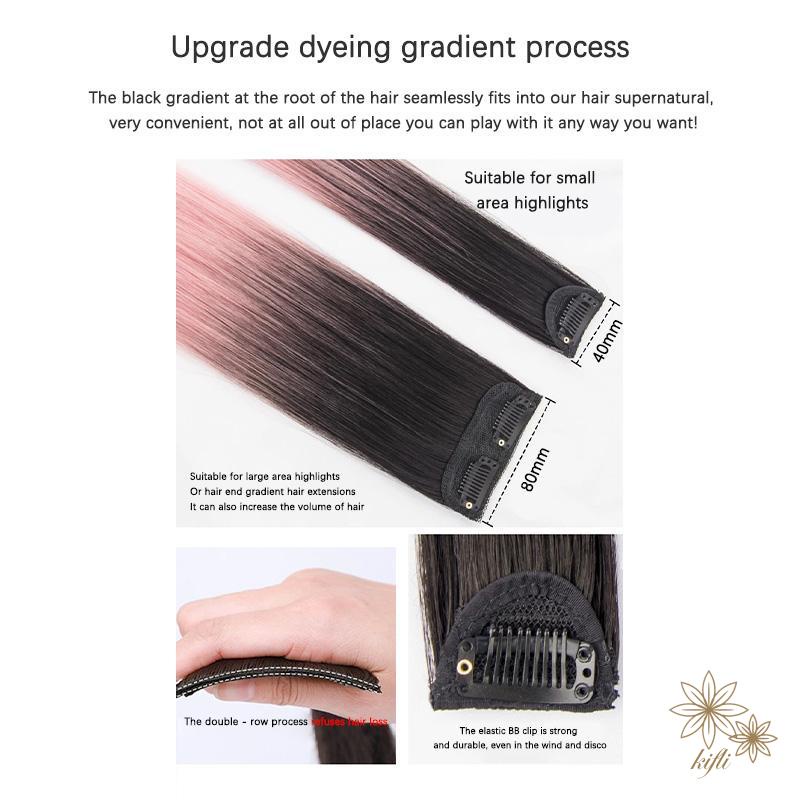 【kifli】Tóc Giả Dài Thẳng Nhuộm Màu Gradient Tự Nhiên Không Đường May Vô Hình Cho Nữ
