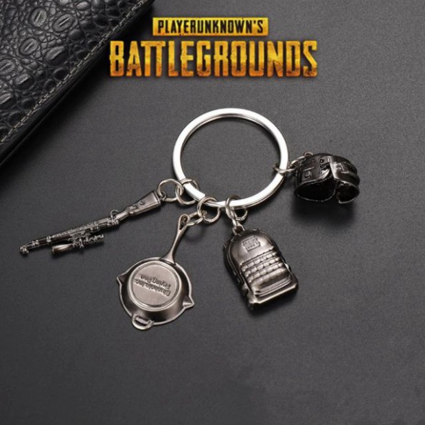 Bộ Móc Khóa Nhỏ Mô Hình Pubg ( Gồm Kar98,Mũ 3, Balo 3, Chảo)