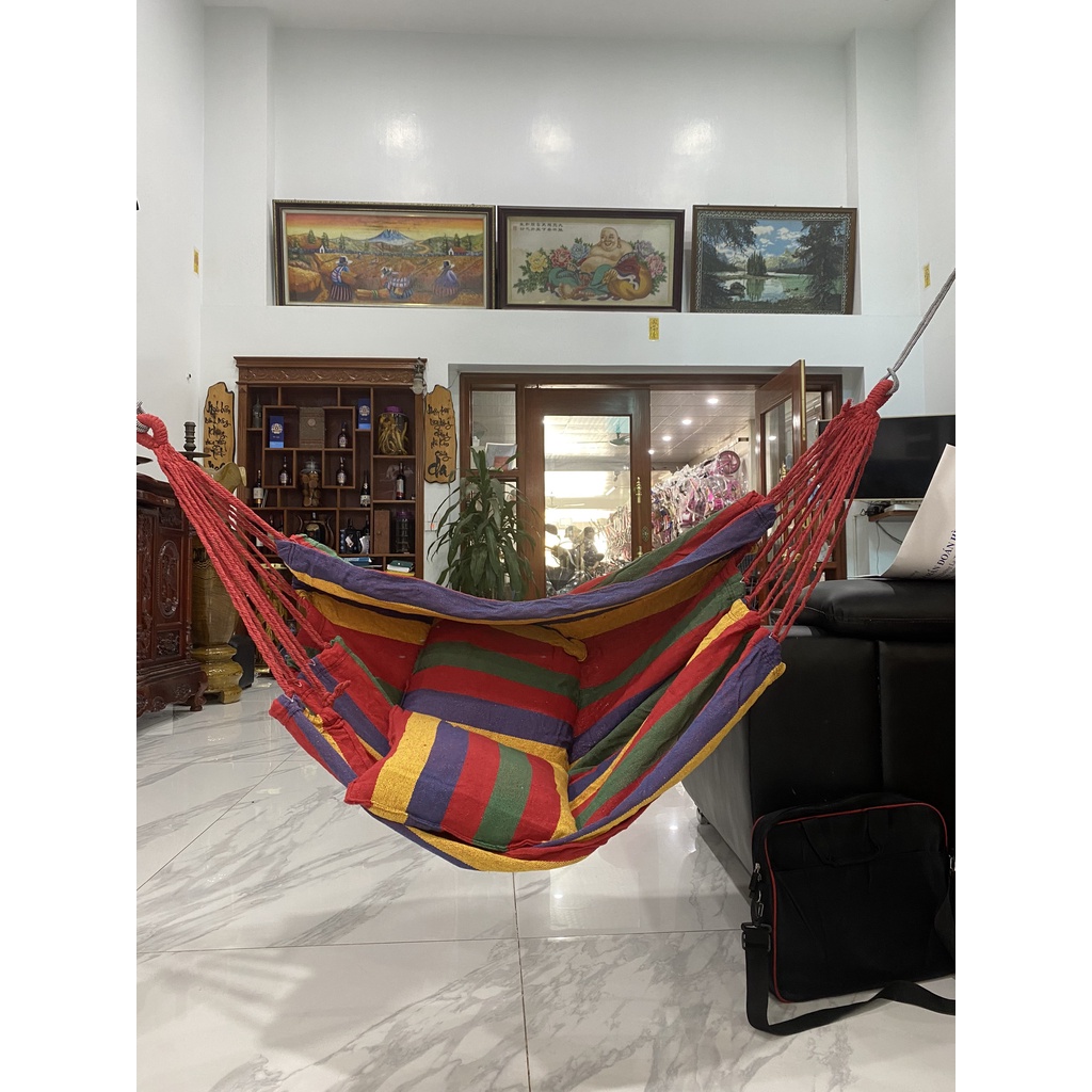 Ghế xích đu treo trong nhà ngoài trời sân vườn, ghế võng xích đu trang trí decor, an toàn cho bé