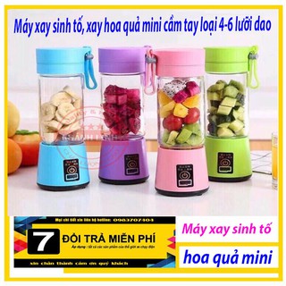 Máy Xay Sinh Tố Cầm Tay Mini - Sạc Pin Tích Điện - Loại 6 Lưỡi Dao Cao Cấp