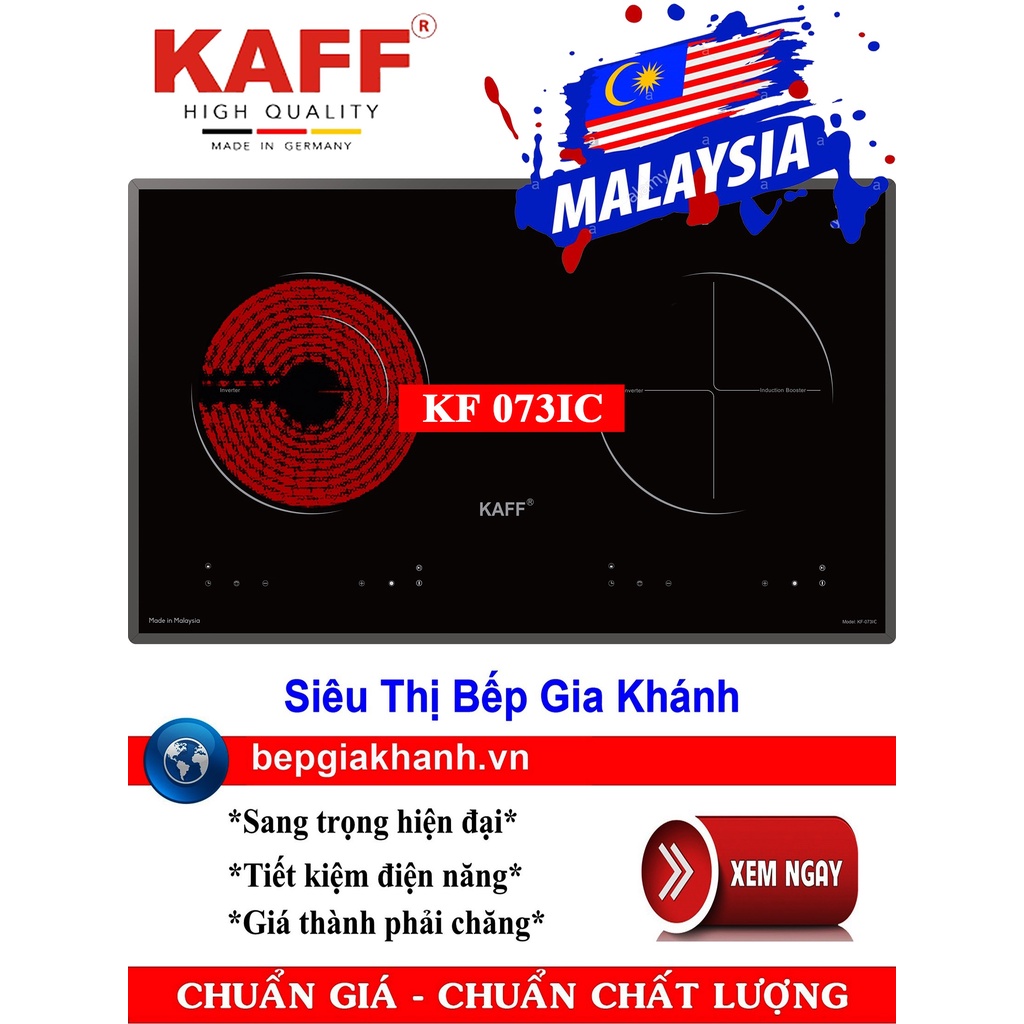 [HCM]Bếp 1 từ + 1 hồng ngoại Kaff KF 073IC nhập khẩu Malaysia