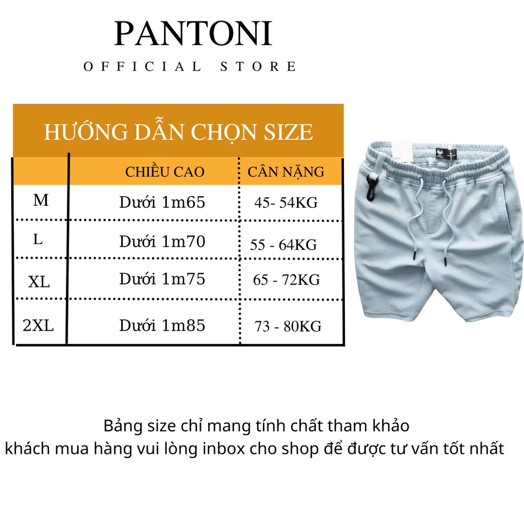 Quần short nam Pantoni chất đũi mềm mát, quần ngố nam chuẩn form cạp chun dây rút