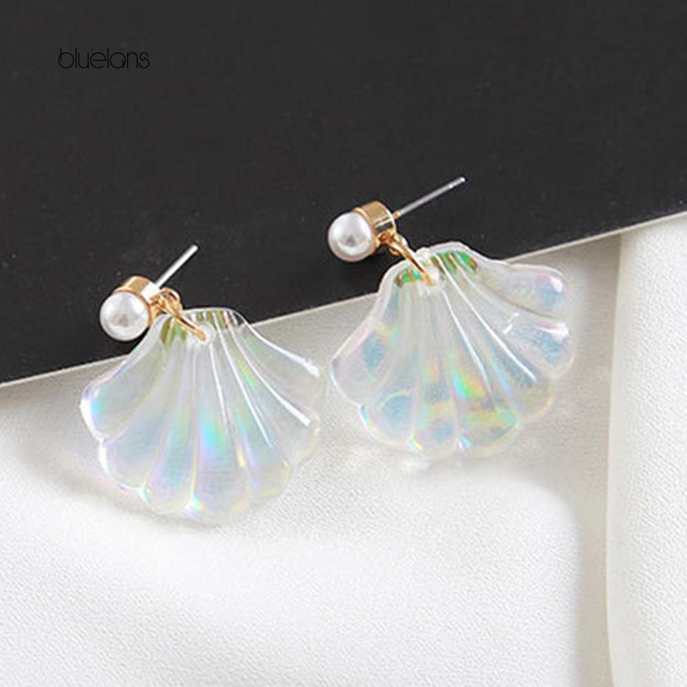 Khuyên Tai Hình Vỏ Sò Đính Ngọc Trai Giả Thời Trang Cho Nữ