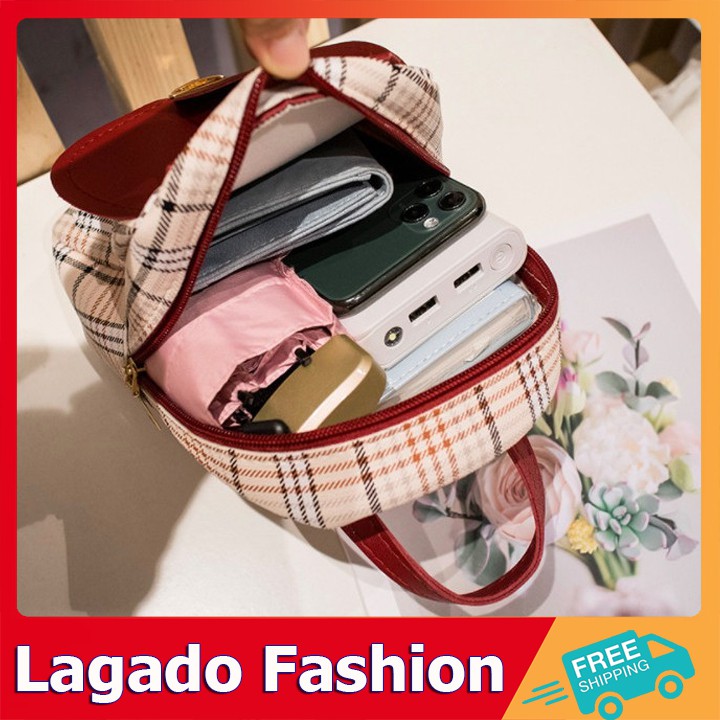 Balo nữ mini kẻ sọc xinh xắn có 2 kiểu đeo cực kì cute Thời Trang LAGADO