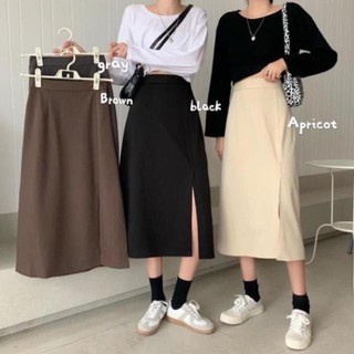 66HOAN15K0H_Hoàn 15k đơn 99k_Chân váy dài midi chân váy chữ a xẻ bên siêu Hot