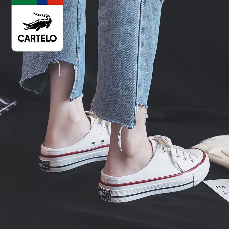 Giày Thể Thao canvas Hở Gót Không Gót Phong Cách Hàn Quốc Mới 2021 Dành Cho Nữ