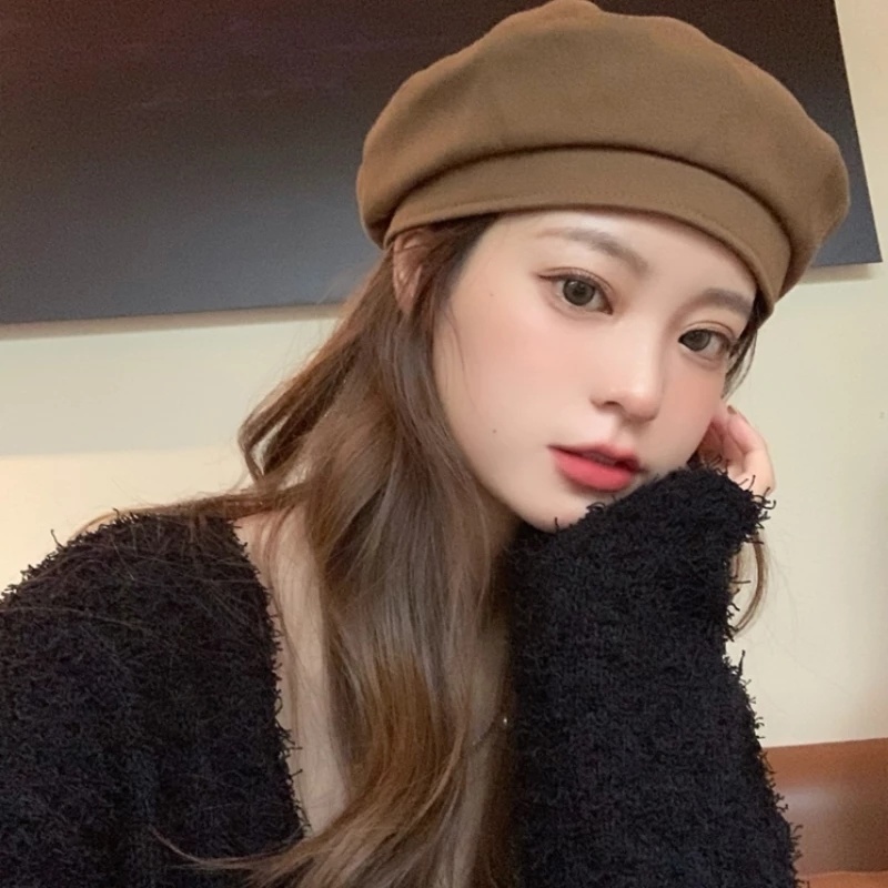 Mũ nồi vải cotton màu trơn phong cách vintage thời trang mùa đông cao cấp cho nam và nữ