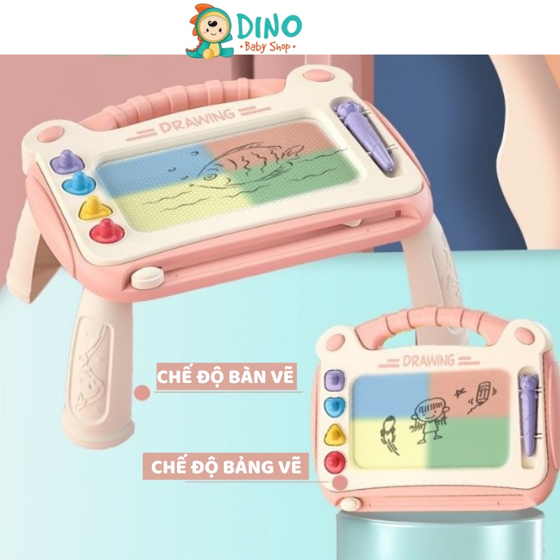 Bảng vẽ tự xoá thông minh có chân bàn, đồ chơi bảng tự xóa phát triển tư duy Dino