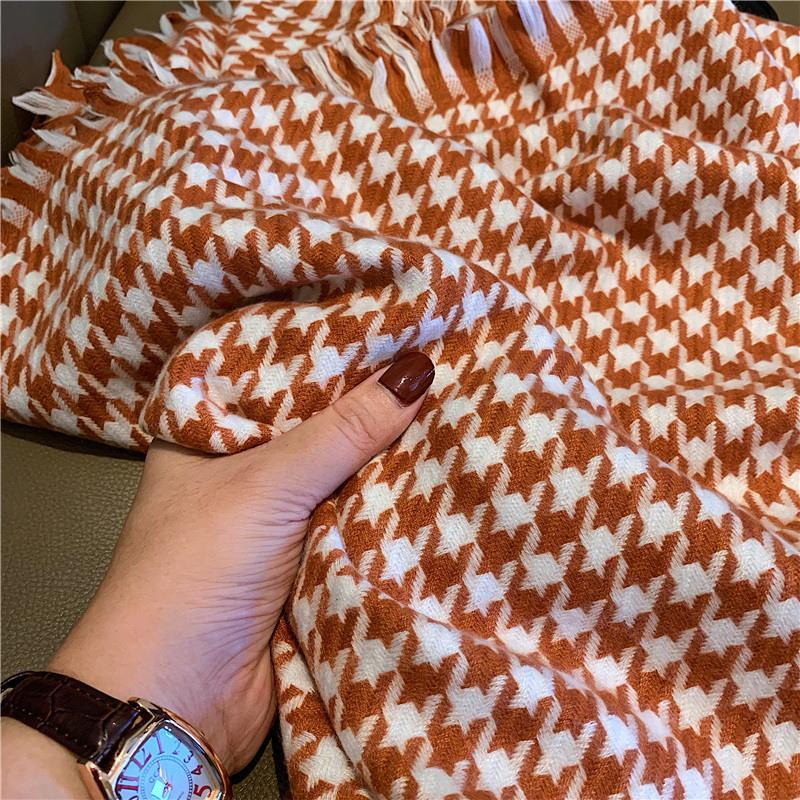 ∋㍿◇Khăn Choàng Cổ Mùa Thu Đông Họa Tiết Caro Trắng Đen Dáng Dài Phong Cách Âu Mỹ Cho Nữ | BigBuy360 - bigbuy360.vn