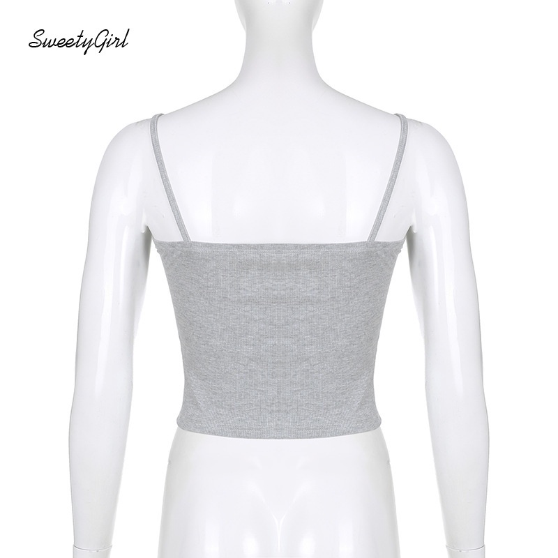 Áo Hai Dây Cổ Tròn Màu Xám Đính Nơ Eo Thấp Thời Trang 2022 Quyến Rũ Cho Nữ