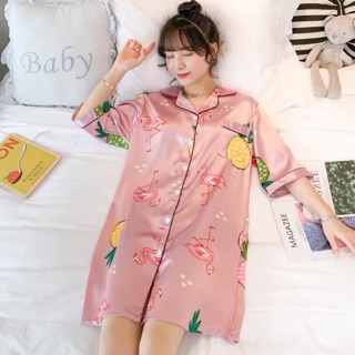 (ORDER) Váy ngủ pajamas lụa hoạ tiết dễ thương, hàng Quảng Châu cao cấp (20 mẫu - kéo ảnh xem thêm)