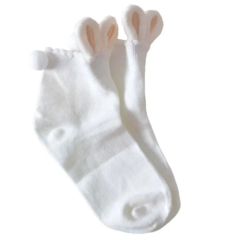 Vớ Ngắn Bằng Vải Cotton 10MK Tai Thỏ 3D Màu Trơn Phong Cách Harajuku Lolita Dễ Thương Cho Nữ