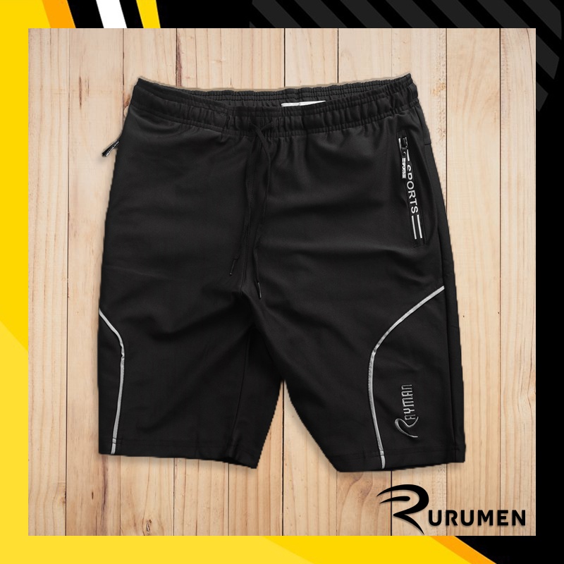 Quần Short Thể Thao Nam Thun Cotton Rayman RURUMEN Quần Đùi Ngắn VNXK Co Giãn Màu Đen, Xanh Đen - QB389