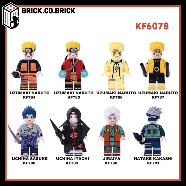 Lego Naruto non Bộ Sưu Tập Đồ Chơi Lắp Ráp Nhân Vật Anime Madara Obito Kisame Tobi Sasori KF6118 KF6112 Full Combo