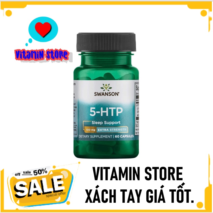 Swanson 5-HTP 100mg Thúc đẩy tâm trạng cân bằng và tích cực CHÍNH HÃNG