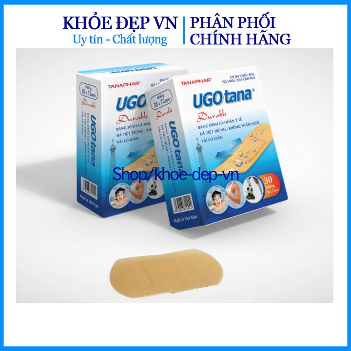 HỘP 30M Băng dính cá nhân y tế UGOTANA 38 x 72mm, băng keo cá nhân - Chuẩn BYT