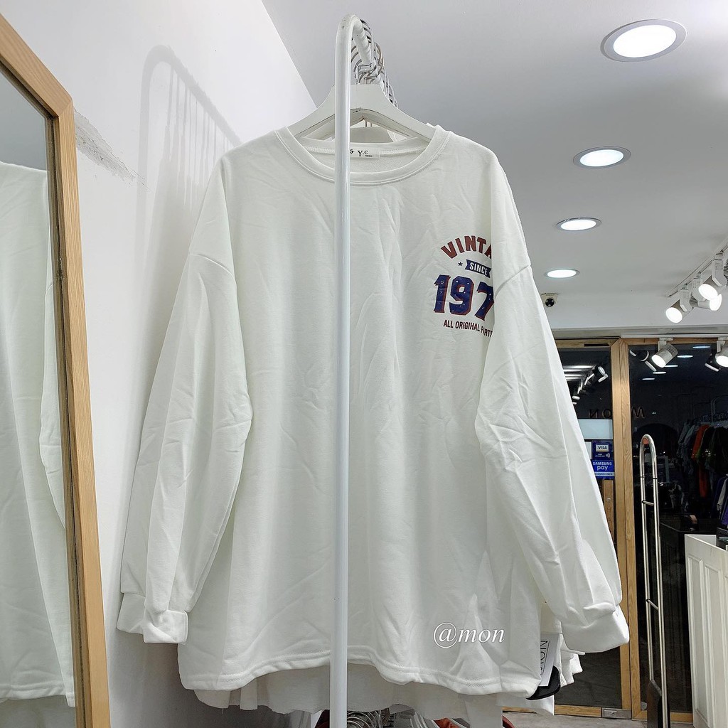 201042 Áo sweater nỉ da cá 1971 - áo nỉ ulzzang nữ freesize | BigBuy360 - bigbuy360.vn