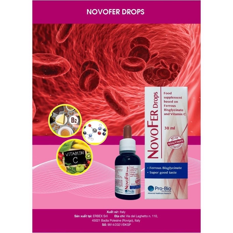 NOVOFER Drop - Sắt hữu cơ nhỏ giọt + vitamin thiết yếu