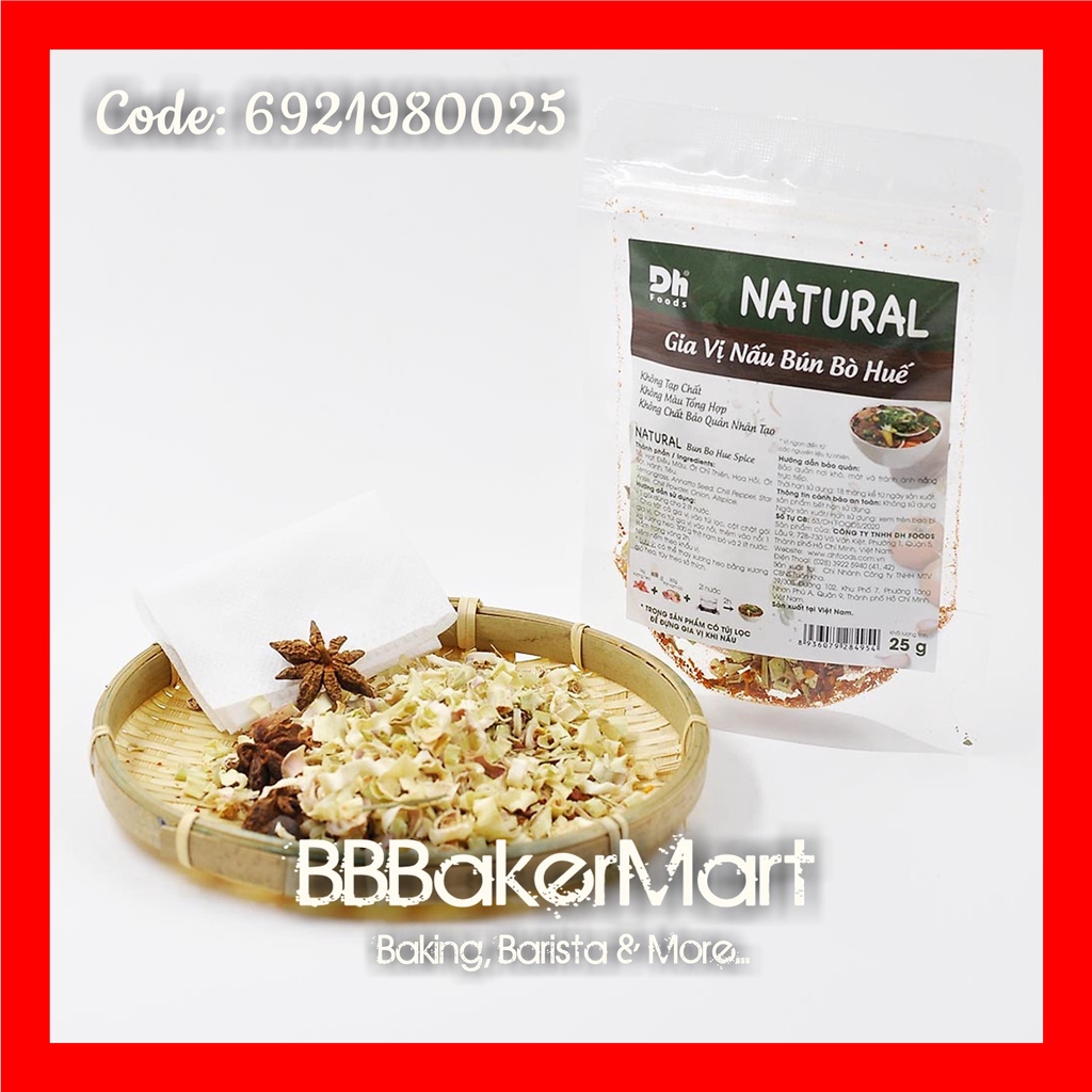 Gia vị nấu Bún Bò Huế NATURAL DH Foods - 1 Gói 25gr