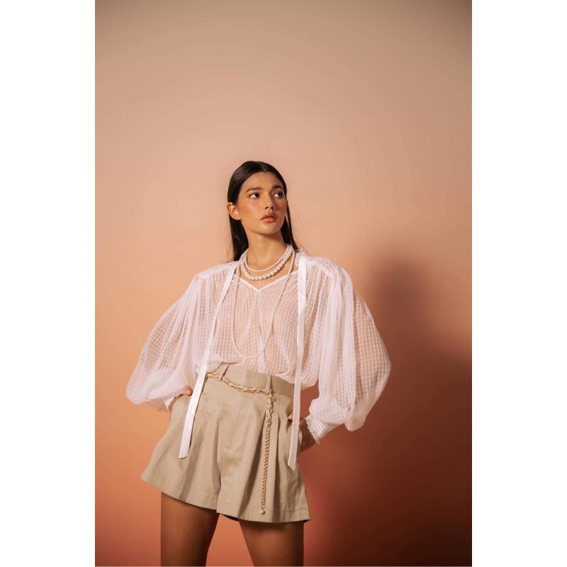 Áo kiểu nữ phối lụa Magnolia Blouse Kaia