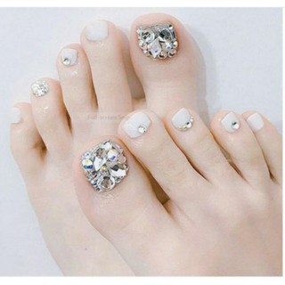 Bộ 24 móng chân giả đính đá kèm keo
