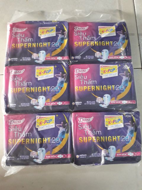 Lốc 6 gói Diana siêu thấm super Night 29cm