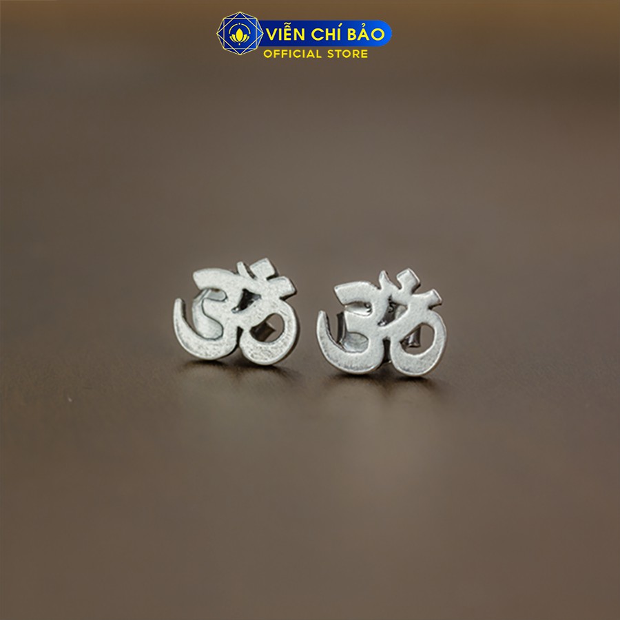 Bông tai bạc nữ chữ Om chất liệu bạc Thái 925 phong cách cổ điển thương hiệu Viễn Chí Bảo B000085