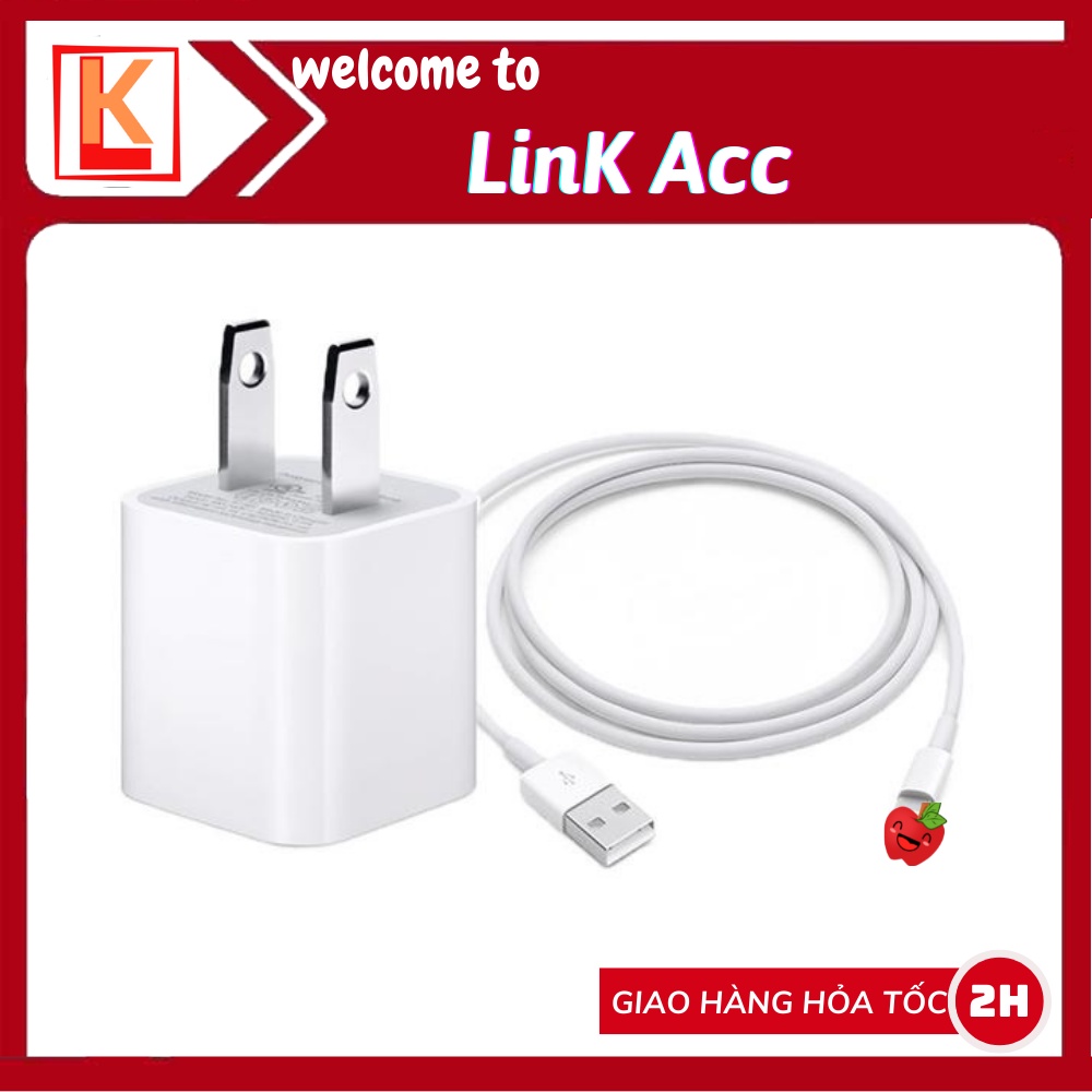 Bộ củ cáp sạc IP KBS, Củ sạc vuông, Cáp sạc nhanh- Hỗ trợ sạc nhanh chuẩn 2A-Bảo hành 6 tháng