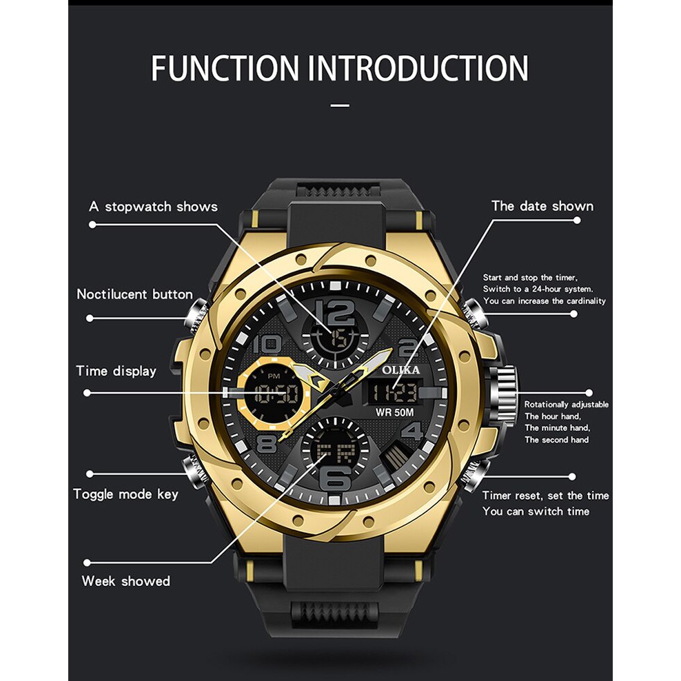 Đồng hồ Nam OLIKA 8891 Chuẩn Bền Quân Đội, 2 Máy Chạy Song Song, Chống Nước Rất Tốt | BigBuy360 - bigbuy360.vn