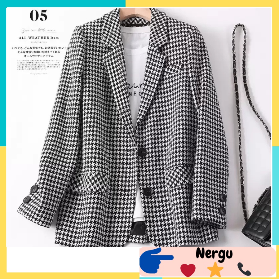 Áo Khoác Blazer Nữ Sọc Đen Trắng, Áo Blazer Hàng 2 Lớp, Đơn Giản, Cá Tính Sang Trọng