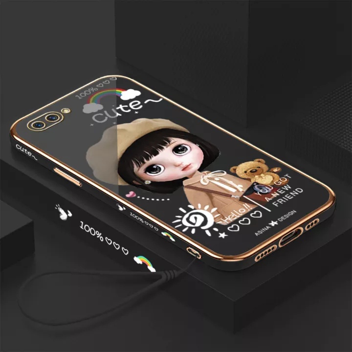 Ốp Điện Thoại Mềm Viền Thẳng Hình Cô Gái Beret Cho OPPO R11 R11S R15 R15PRO OPPO R17 R17PRO