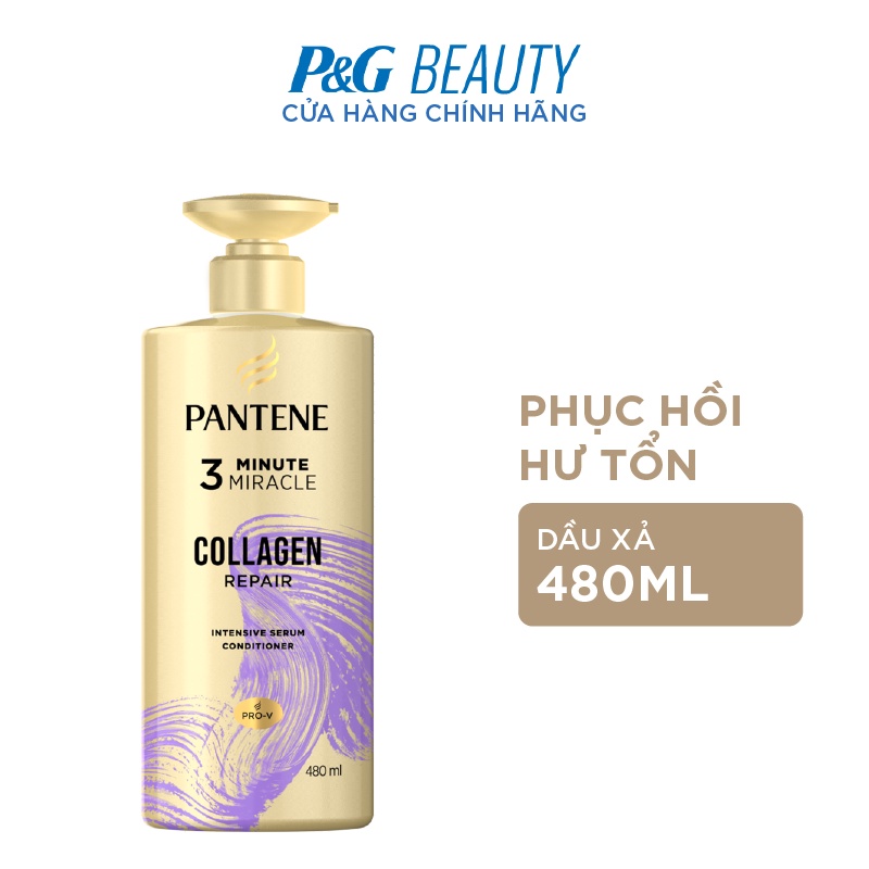 Dầu Xả PANTENE 3MM 3 Phút Diệu Kỳ Ngăn Rụng Tóc/Phục Hồi Hư Tổn/Suôn Mượt Óng Ả, Chai 480 ml