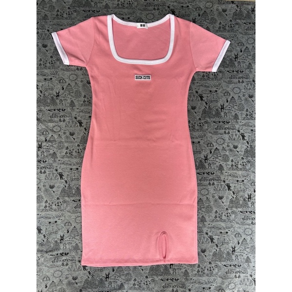 VÁY ÔM BODY TAY NGẮN THÊU SUCH CUTE CHẤT THUN GÂN ĐẸP