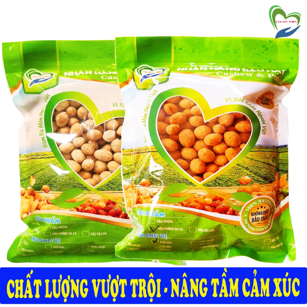 Combo 1KG Đậu Phộng Da Cá 2 Vị: Nước Cốt Dừa và Phô Mai Tâm Đức Thiện (2 x Túi 500GR)