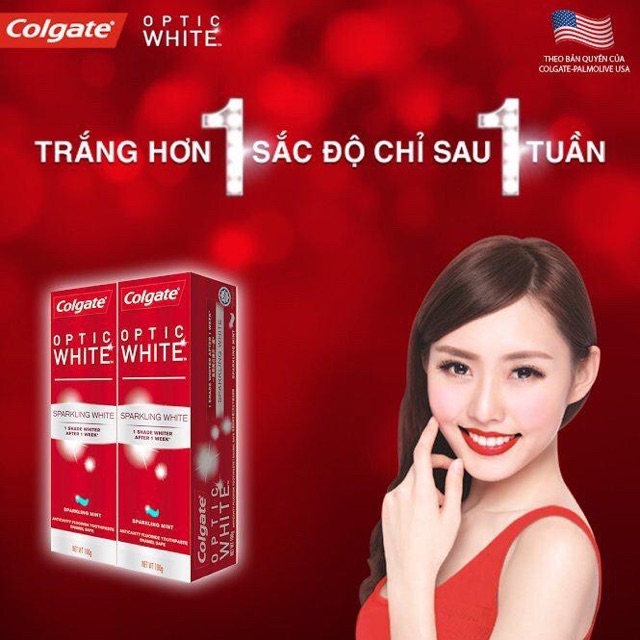 [XẢ HÀNG] Kem đánh răng Colgate Optic White 46g Làm Trắng răng Tặng 15% khối lượng